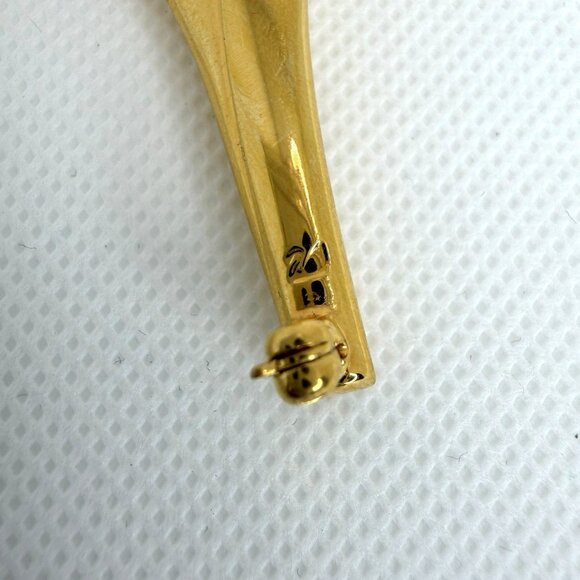 Retired Swarovski Tulip Flower Brooch Swan Logo Gold Tone Clear Crystal Pin - Picture 4 of 7